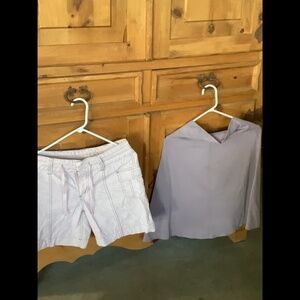 Athleta lot of 2 lavender dance skirt medium & pink cargo shorts sz 6